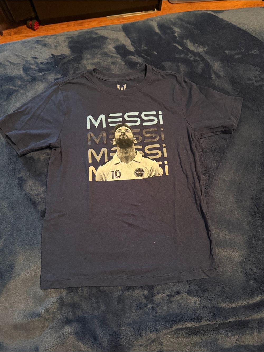 Boys Navy Graphic Crewneck T-Shirt - Messi Print